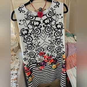 Boho Summer Floral and Stripe Shift Dress🌺